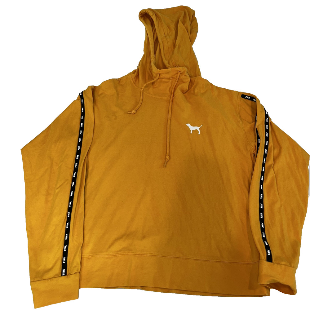 PINK Victoria’s Secret Hoodie Women S Yellow Logo Pullover